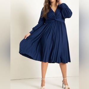 Knot Front Pleated Skirt Dress (Never Worn)